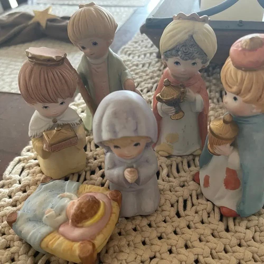 Vintage Homco Porcelain Nativity set complete Taiwan 6 piece